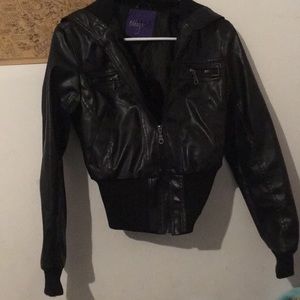 Black leather Miley Cyrus jacket